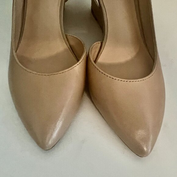 NEW Franco Sarto Felice Wedge D'Orsay Leather Pumps Heels Pointy Toe Shoe 4.5 - Picture 3 of 11